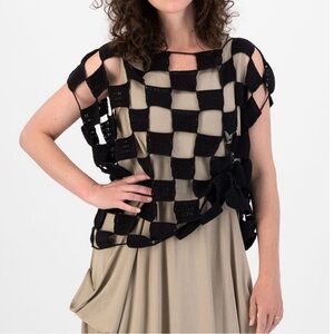 Elsewhere Fermoy Knit Checkerboard Top